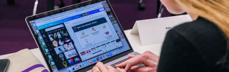 Shot of a laptop monitor as woman creates a design