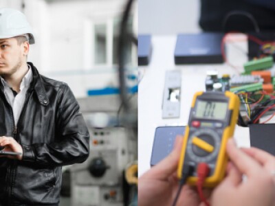 Mech engineer working and an electrical engineer working