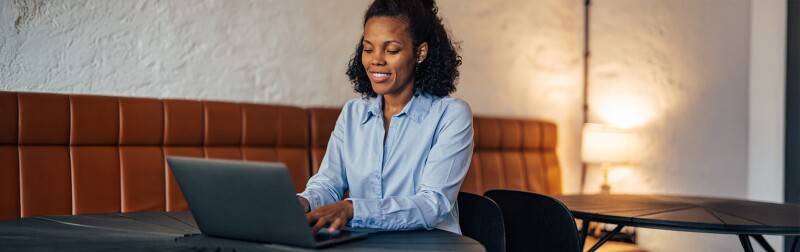 Woman working on her laptop