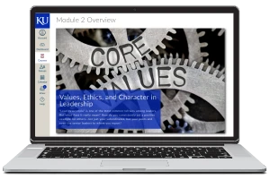 Laptop displaying the words core values