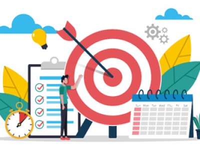 Multicolor graphic shows an arrow in a target's bullseye.