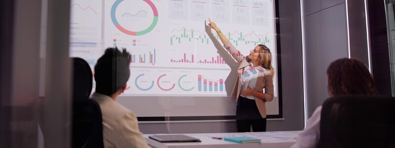 Analytics Presentation in a conference room