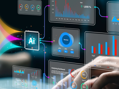 person using AI tech on laptop