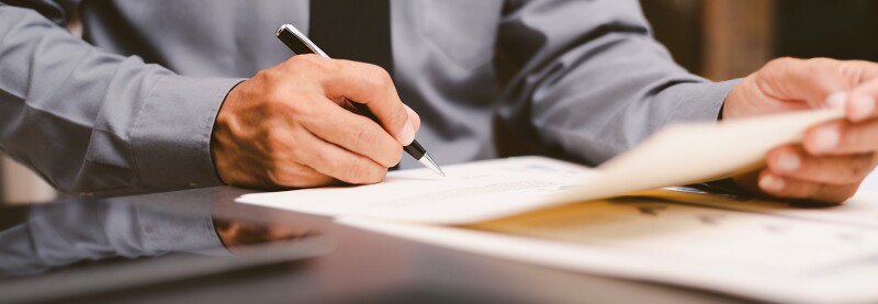 Accountant reviewing documents