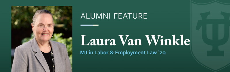 Header with image of Laura Van Winkle, 2020 MJ-LEL graduate.
