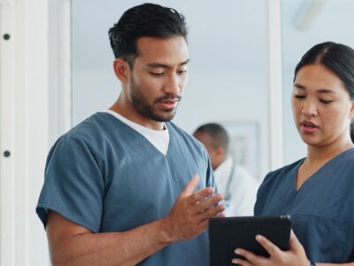 Medical advice, help and doctors with a tablet for healthcare, research and medicine planning.