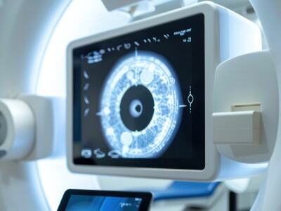 man watching imaging scan