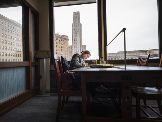 Student sitting at desk working