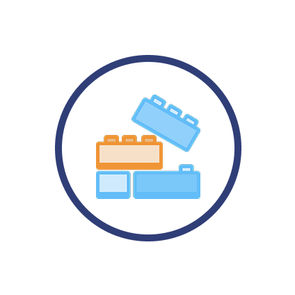 Icon of lego bricks stacking on top of each other