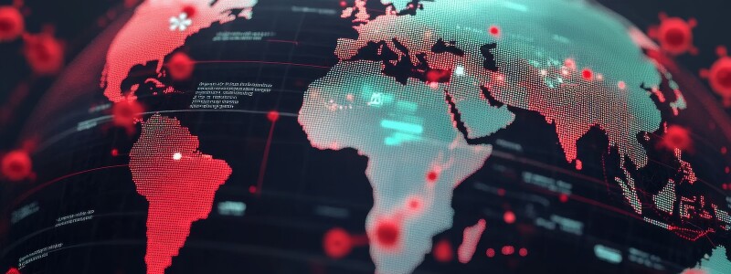 Global pandemic world map with virus spread visualization