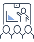 Icon of three figures watching a presentation