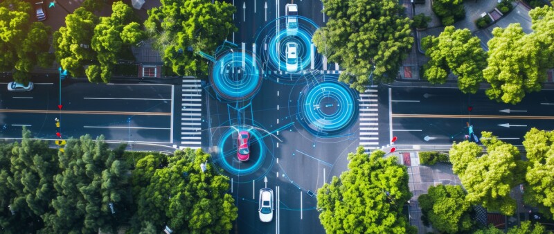 sensored cars on road