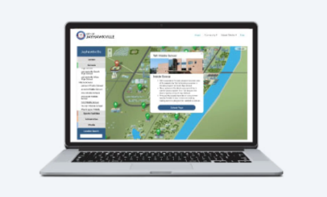 Laptop screen with KU interactive learning up