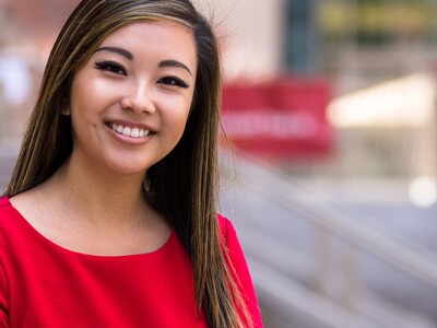 Young woman outside on a school campus