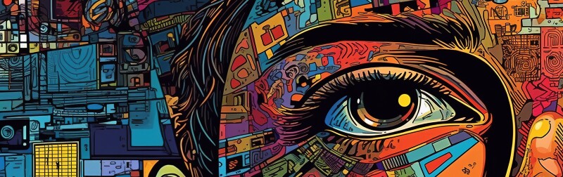 graphic design integrating human face and technology