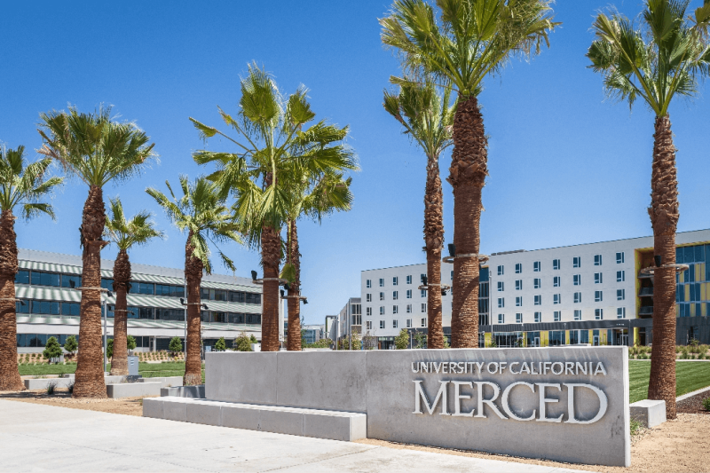 Exterior sign of UC Merced and campus