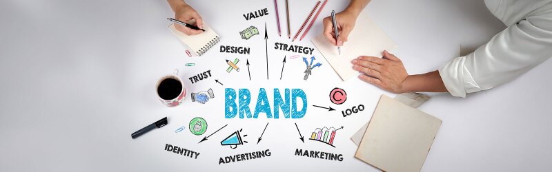 The word Brand written on a poster.