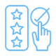 Three stars next to finger pointing at checkmark in circle