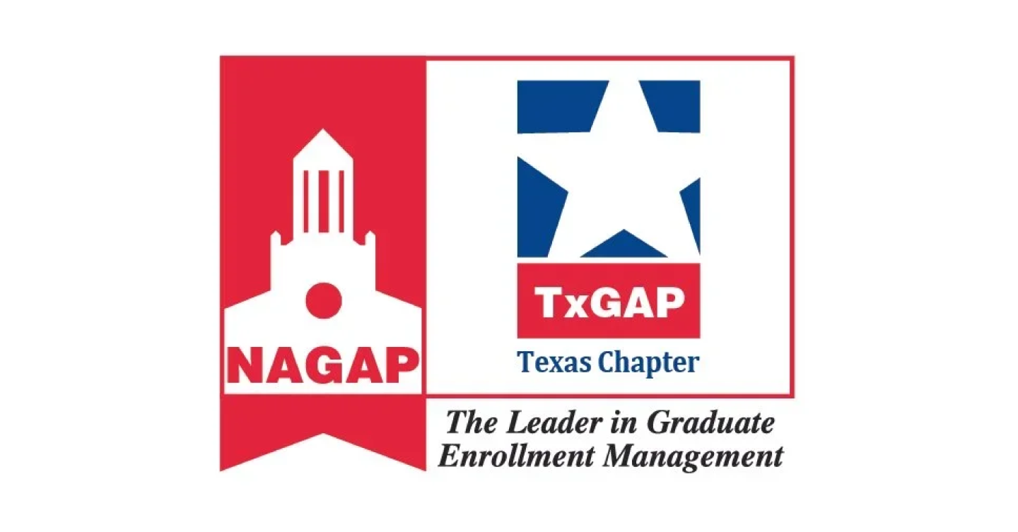 NAGAP and TxGAP Texas Chapter logos with tagline “The Leader in Graduate Enrollment Management.”