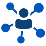 Figure of person with line segments showing connections
