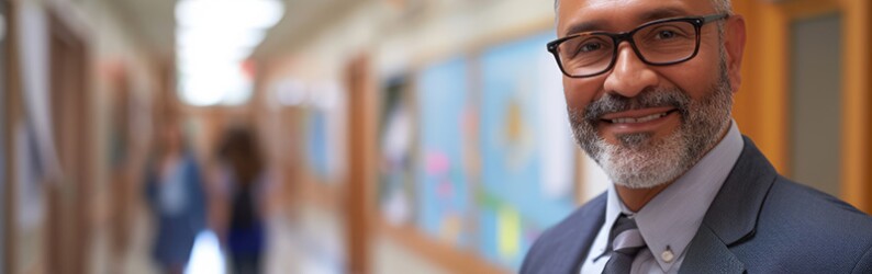 High School Administrator in hallway