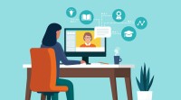 A student engaging with a faculty member online