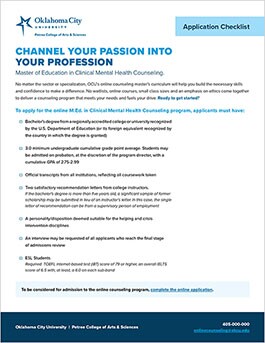 Clinical Mental Health Counseling Application Checklist