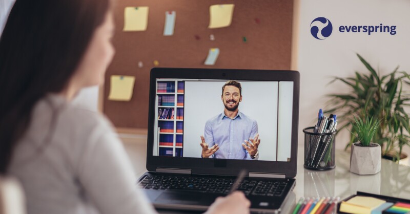 student watching course lesson online and studying from home
