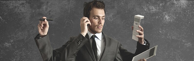 Multitasking businessman