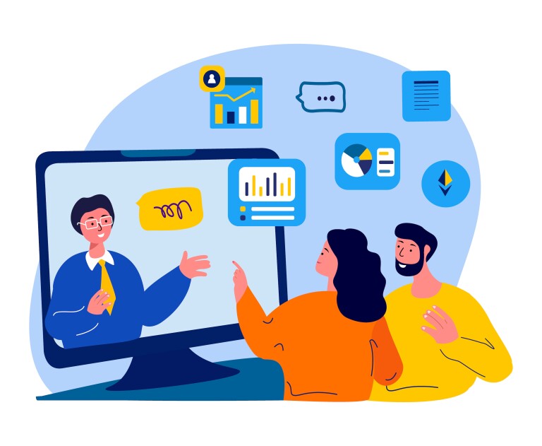 Hybrid team at work on a project.