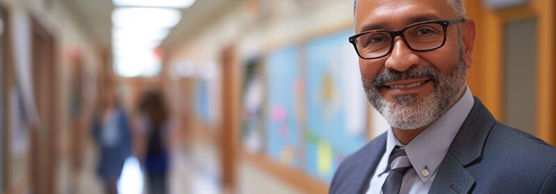 High School Administrator in hallway