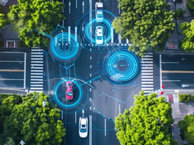 sensored cars on road