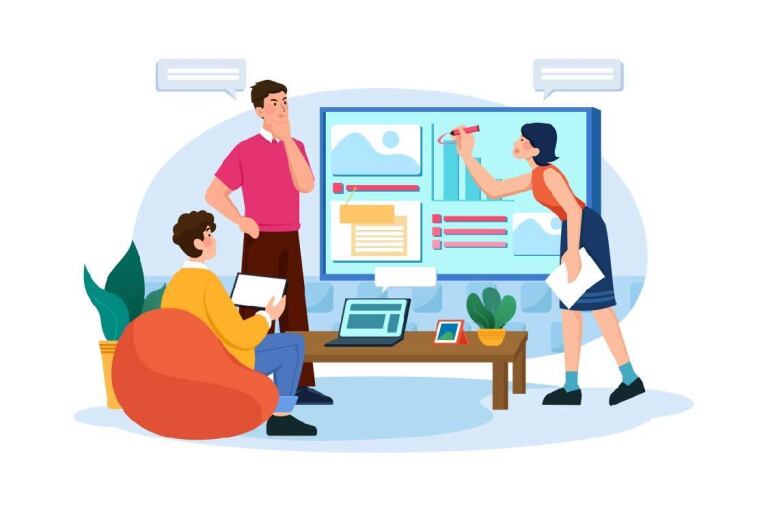 Team collaborating on a case study.