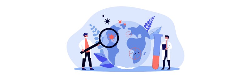 Illustration of epidemiologists examining disease