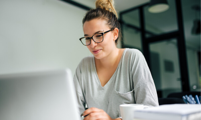 Woman working at laptop
