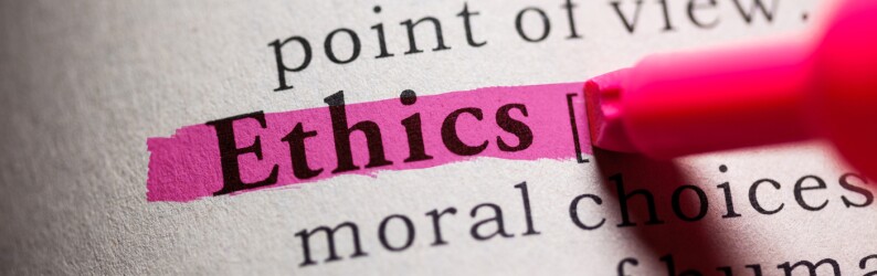 Ethics definition highlighted on a page