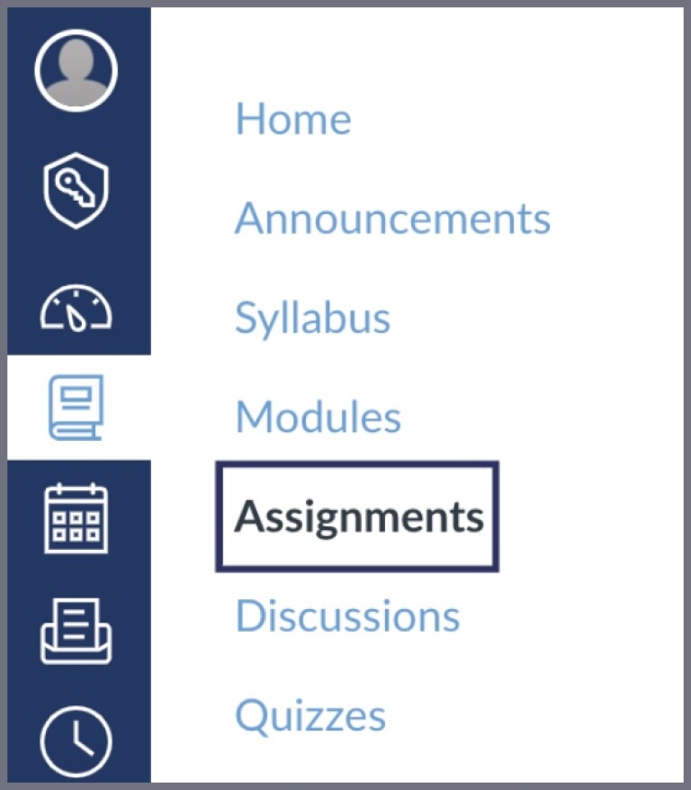 Screenshot of "Assignments" on global navigation.