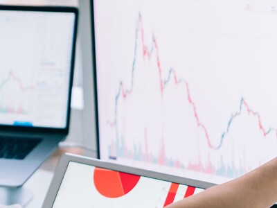 Professional woman working with graphs on computer