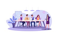 Instructor facilitating a round-table discussion