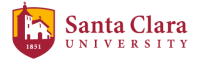 Santa Clara University logo with red shield and mission illustration