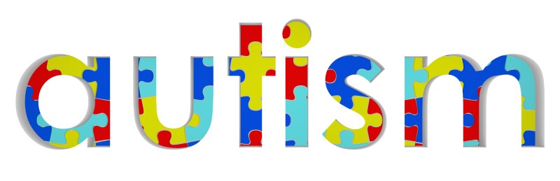 word autism drawn in puzzles
