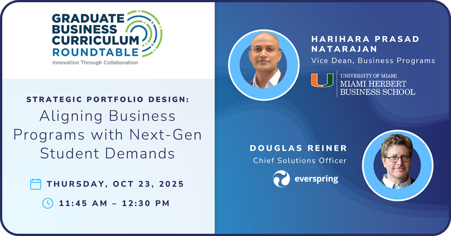 Harihara Prasad Natarajan, University of Miami, and Douglas Reiner, Everspring, presented at the 2025 GBC Roundtable Curricular Innovation Symposium