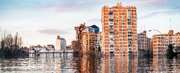 Water rising on coastline