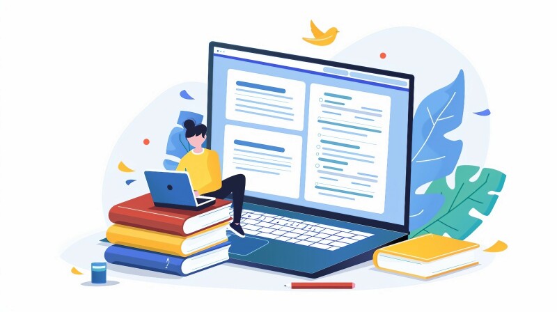 A student engaging with course materials on a laptop