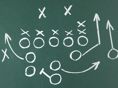 Chalkboard with scheme of football game