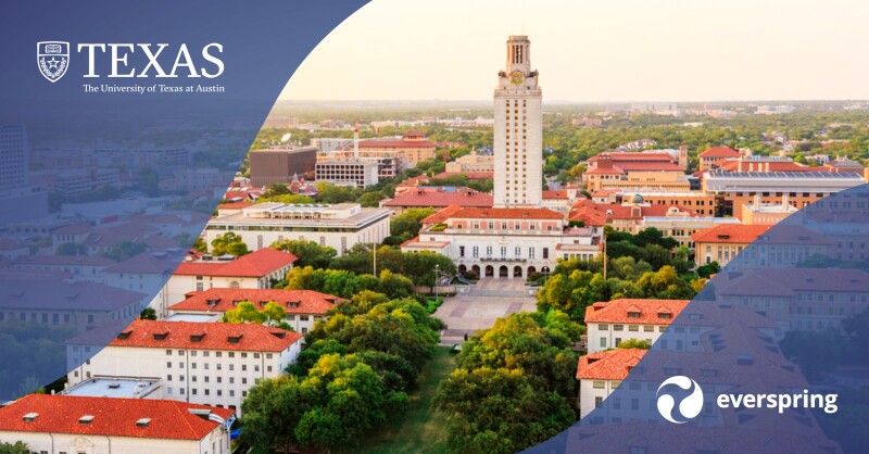 The University of Texas at Austin campus with university logo