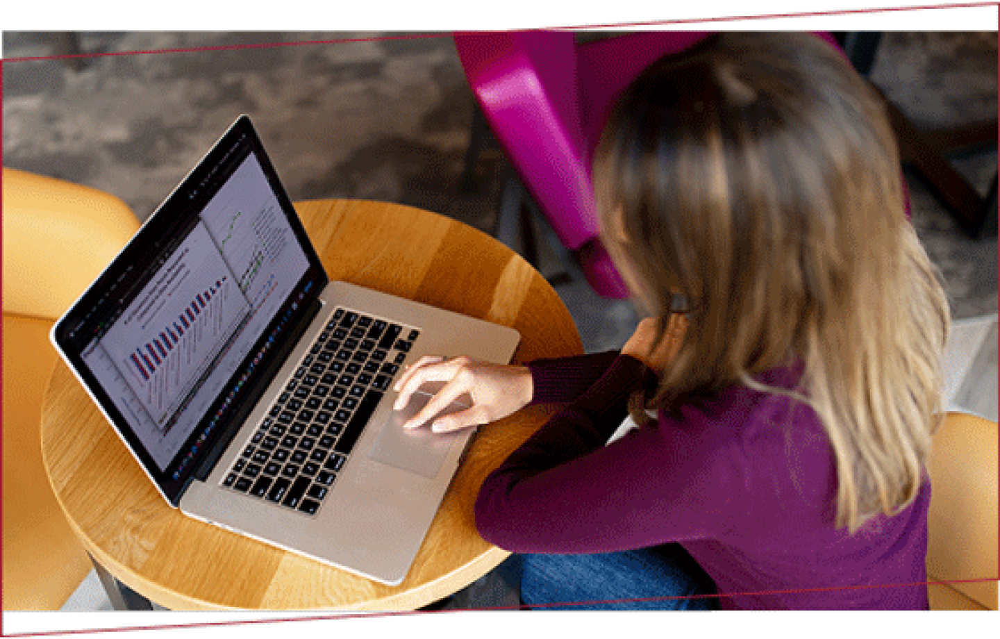 SCU MSBA student working on her laptop
