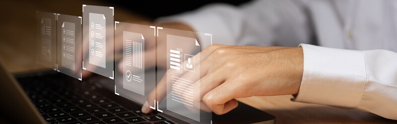 Student working on a laptop