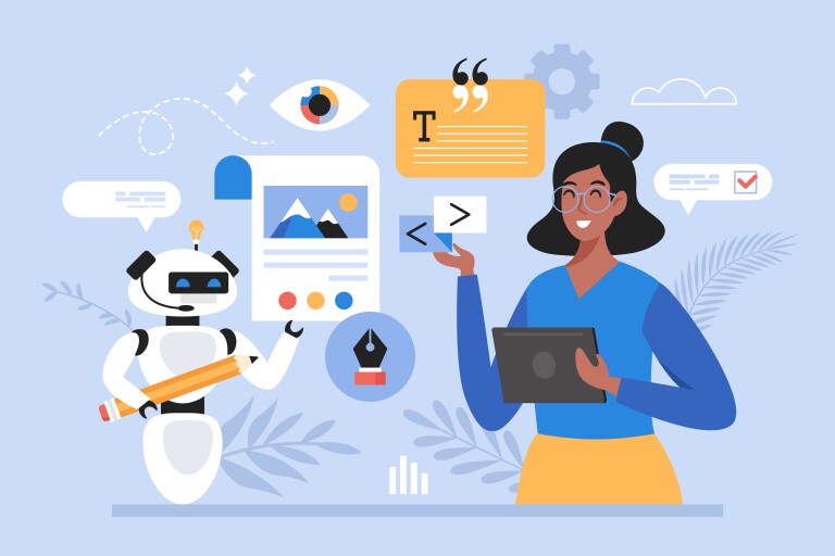 An instructor engaging with a chatbot.