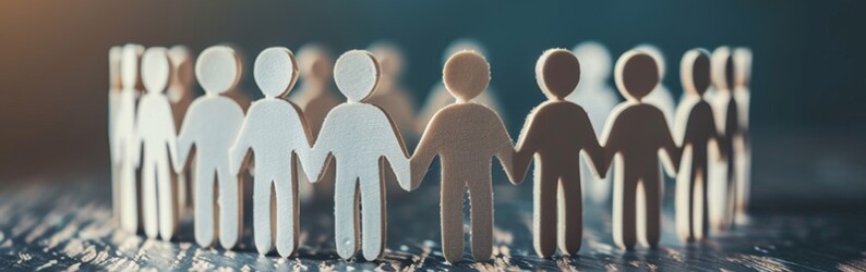 A group of figures holding hands